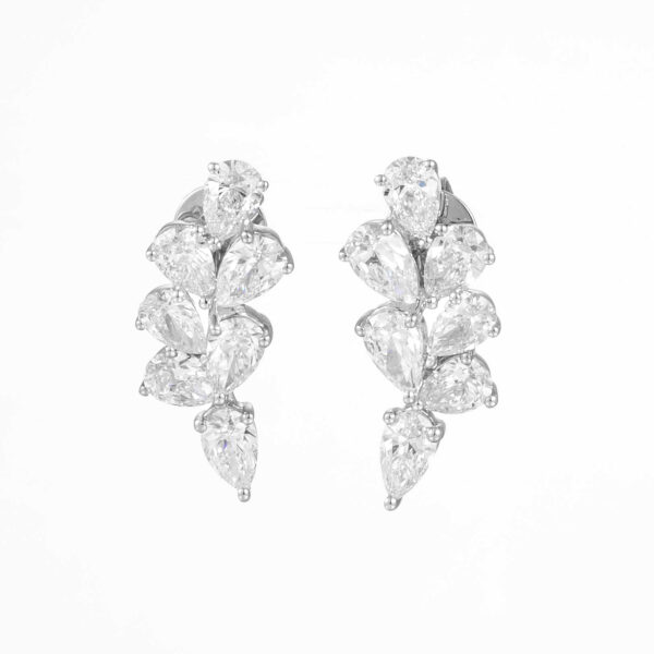 Pear-Shaped Lab-Grown Diamond Cluster Drop Earrings in 14K/18K White/Yellow Gold/PT for Gala & Dating​​（2.11ct tw）
