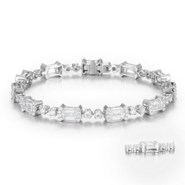 Geometric Art Line Bracelet with Lab-Created Diamonds in 14K/18K White/Yellow Gold for Urban Elegance(6ct tw)