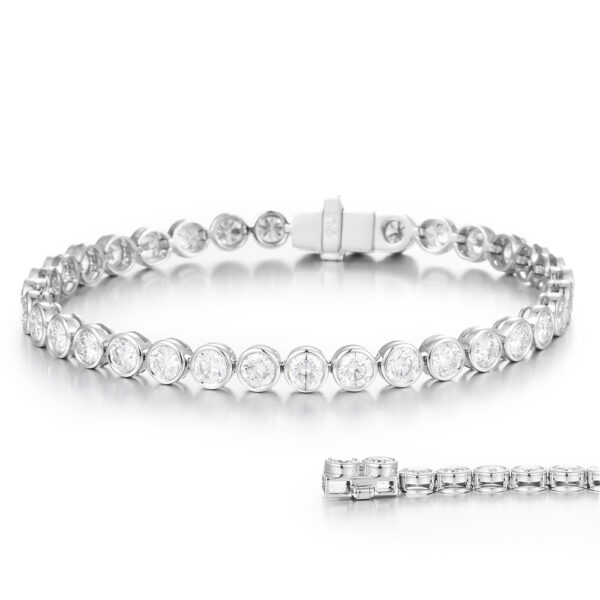 Channel-Set Lab-Grown Diamond Line Bracelet in 14K/18K White/Yellow Gold for Professional Elegance(7ct tw)