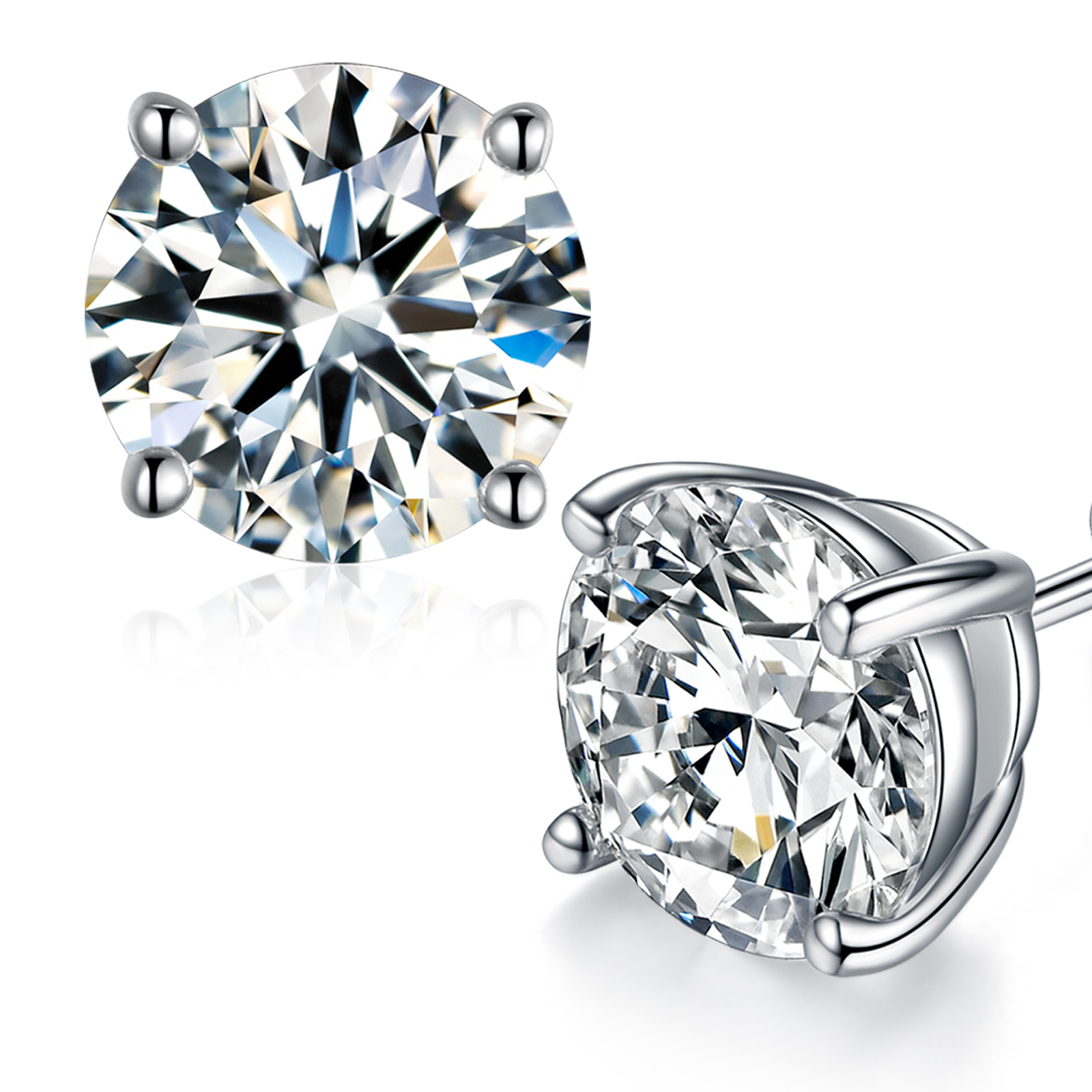 主图 UniCoring Moissanite Stud Earrings for Women , Round Cut D Color VVS1 Clarity Lab Created Moissanite Earrings Studs for men 18K White Gold Plated 925 Sterling Silver Jewelry - Image 1